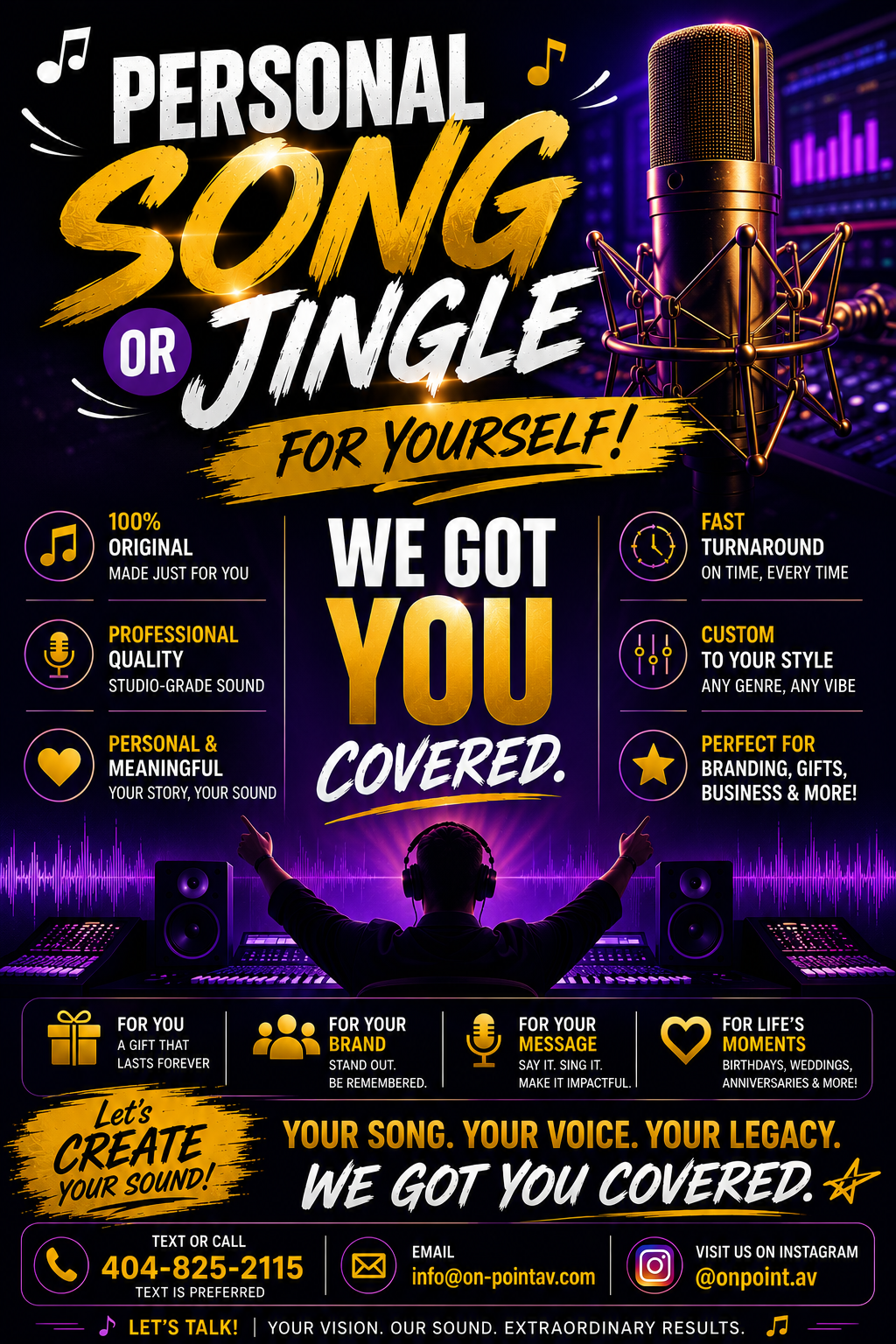Personal Song or Jingle flyer — ON-POINTAV custom song production