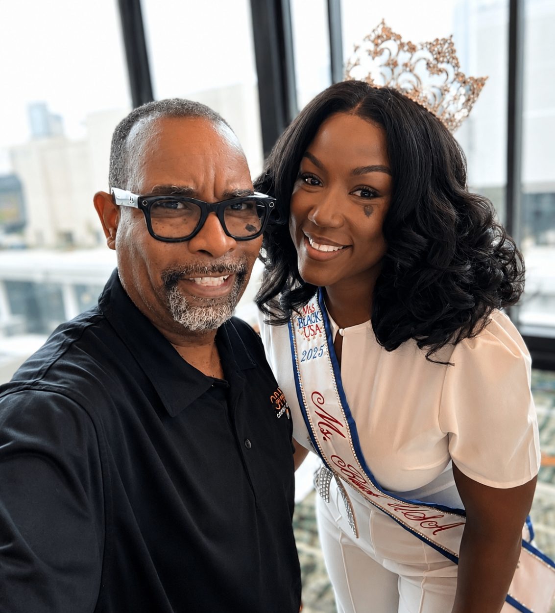 ON-POINTAV founder with Ms. Black USA 2025 at The White Dress Project event