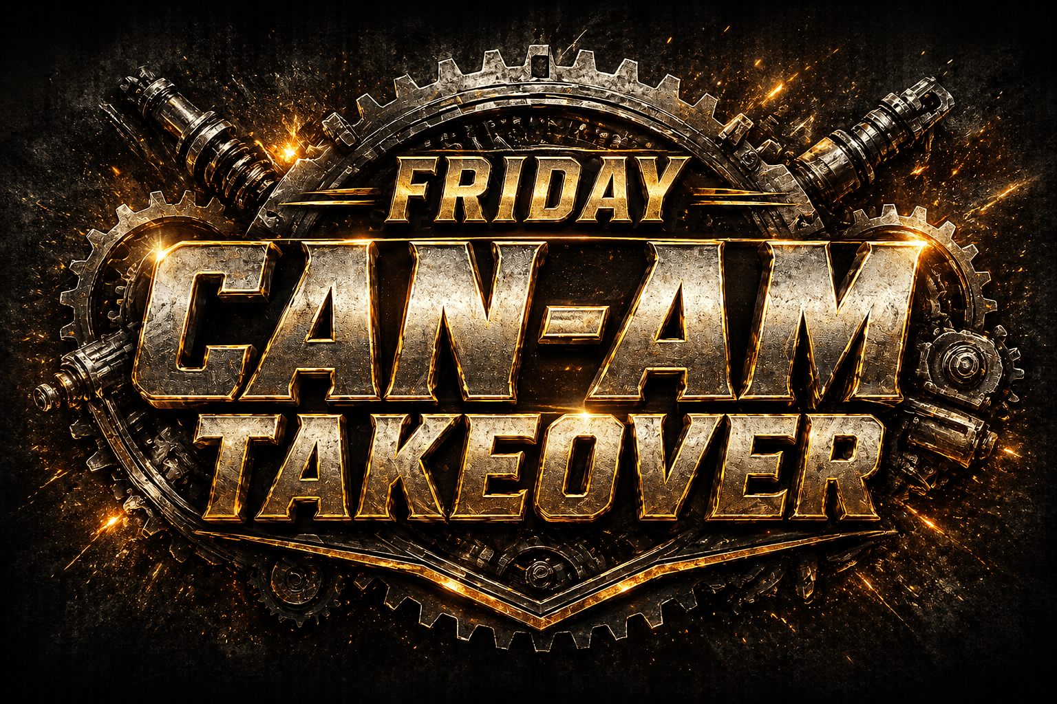 Friday Can-Am Takeover metallic gear logo design