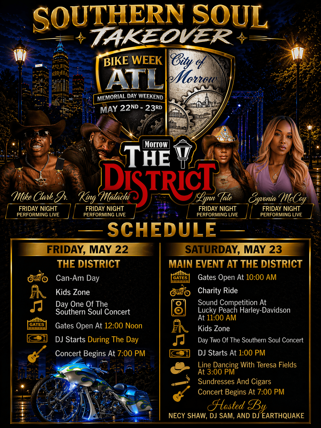 Southern Soul Takeover BikeWeekATL event flyer with schedule