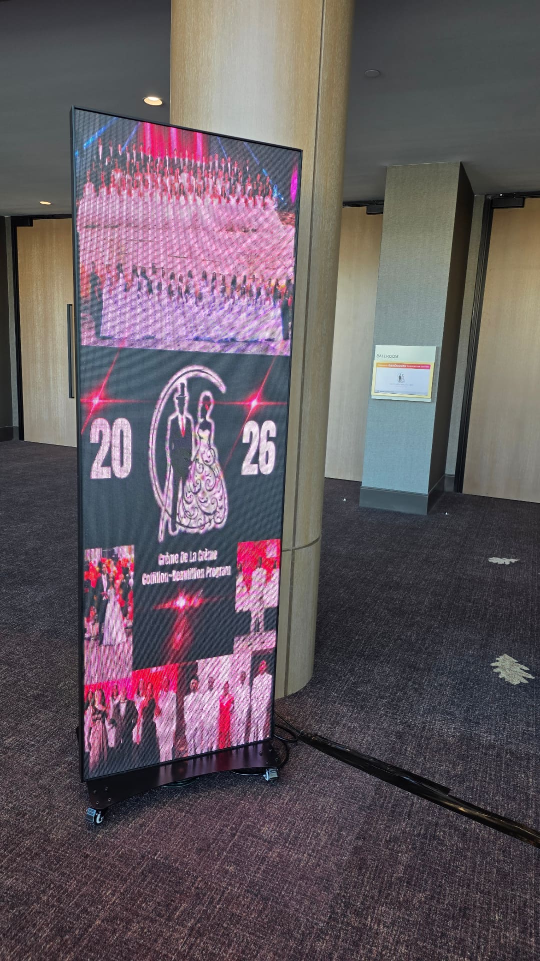 Full LED poster display with custom event graphics and branding