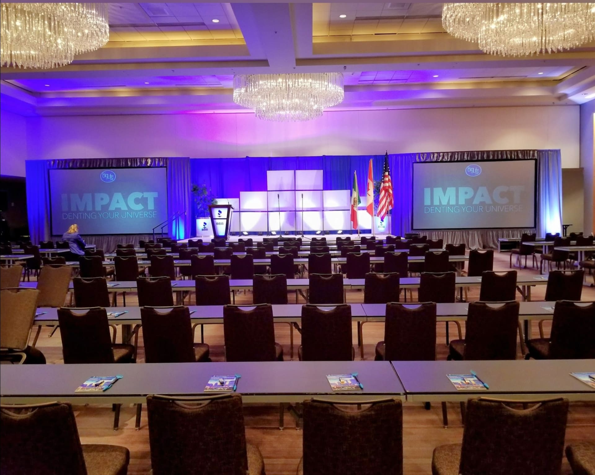 IMPACT conference stage with professional AV and lighting design